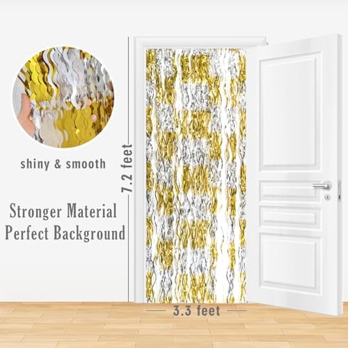 GOER Metallic Tinsel Foil Fringe Curtains Party Photo Backdrop Party Streamers for Birthday,Graduation,New Year Eve Decorations Wedding Decor (4 Packs,Gold&Silver) - Image 4