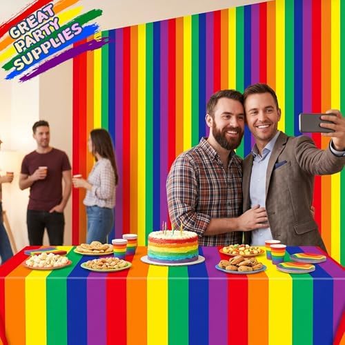 100FT x 54IN Rainbow Plastic Tablecloth Roll with Slide Cutter Box - Image 4