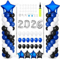 2 Sets Graduation Balloon Column Stand Kit with Balloons Prom Send off 2026 Grad Prom Themed Decor Black Blue White Balloon Tower Stand for Floor Grad School & College Celebration Party Supplies by Unknown
