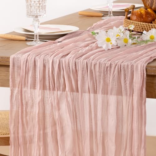 Pink Cheesecloth Table Runner Fall Wedding Bridal Party Decor 10ft, 6 Pack - Image 2