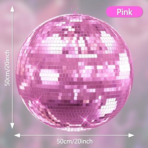 20 inch Disco Ball Pink, Hanging Mirror Ball for Party Decorations, Disco Balls for Large Wedding, Events, Home Decor, Christmas Party, Dance Floor and Celebrations - Image 2