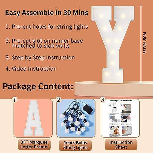 3FT Marquee Letters, Large Light Up Letters Y for Baby Shower Party Decor - Image 5