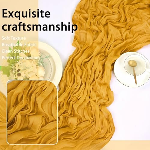 8 Pack Gold Cheesecloth Table Runner 17x108 inch Boho Gauze Cheese Cloth Table Runners for Wedding Party Baby Bridal Shower Home Decor - Image 6