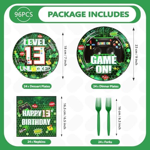 Grencian 96Pcs Video Game 13th Birthday Party Decorations Serves 24 - Image 5