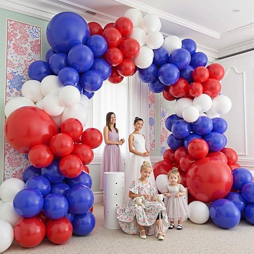 412Pcs Red White and Blue Balloons Garland Arch Kit, 5 10 12 18 inch Red White Blue Balloons for 4th of July Patriotic Decorations Graduation Baseball Birthday Party Decorations - Image 6