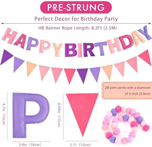 CANREVEL 3 PCS Pre-Strung 3D Happy Birthday Banner Decorations, Purple - Image 3