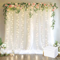Tulle Backdrop Curtains with Lights Sheer White Curtain Backdrop 30x8ft by Fomcet