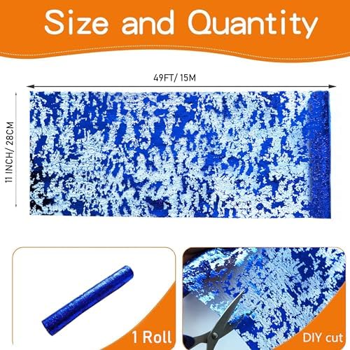 Royal Blue Table Runner, Glitter Metallic Foil Mesh Roll 49 Feet - Image 4