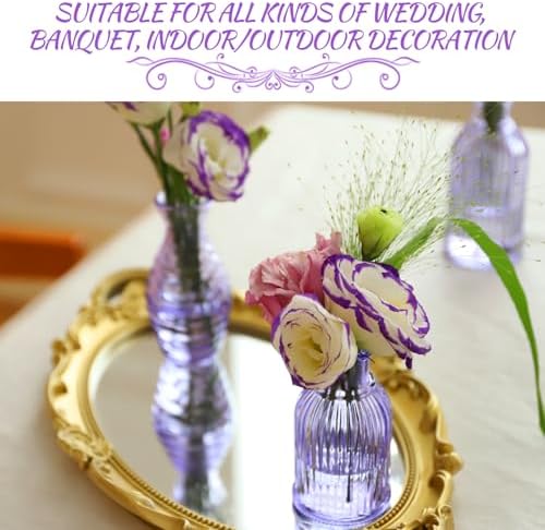 Glass Bud Vases Set of 12, Small Purple Vase Glass Vases for Flowers Modern Ribbed Colored Bud Vase for Decor Wedding Flower Vase in Bulk Vintage Decor Bridal Shower Centerpieces Home Table Decoration - Image 6