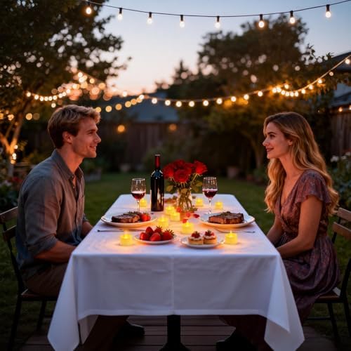 Ivory Flameless Tea Lights - 12 Pack Cozy LED Candles with Realistic Dancing Flicker, Standard Size Votives for Home Decor, Table Centerpiece, Bathroom (Ivory Base, 12 Pack) - Image 3