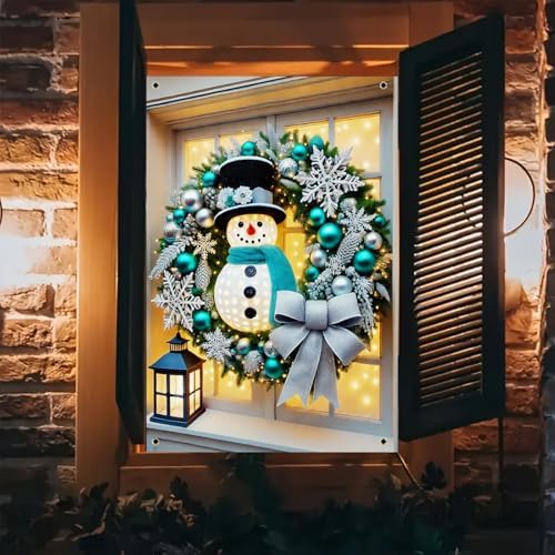 BlissYard Christmas Snowman Window Cover 31x47 Inch Polyester by BlissYard