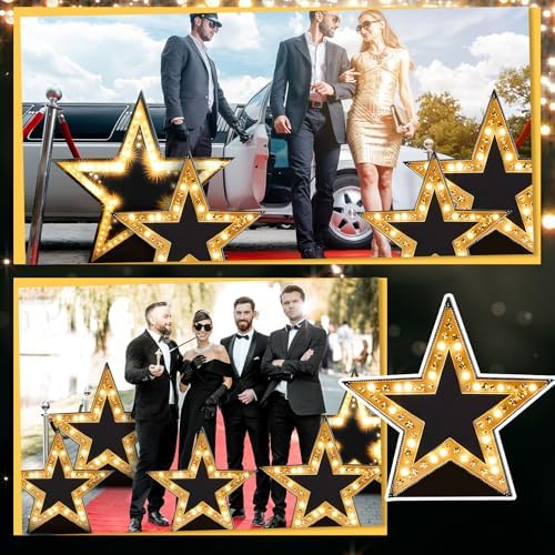 Leinuosen 6 Pcs 25.8"-31.5" Star Starry Night Movie Night Party Decorations Graduation Under the Stars Cardboard Cutout Stand-up Prom Award Homecoming Wedding Birthday Party Photo Prop Backdrop Decor - Image 4