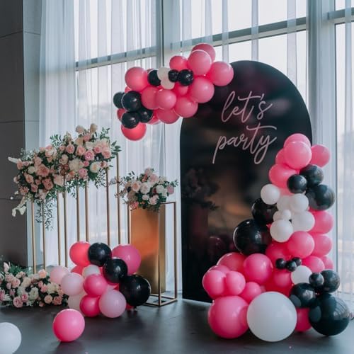Pink Black Balloons, 50 Pcs Hot Pink for Girls Women Birthday Party Decor - Image 4