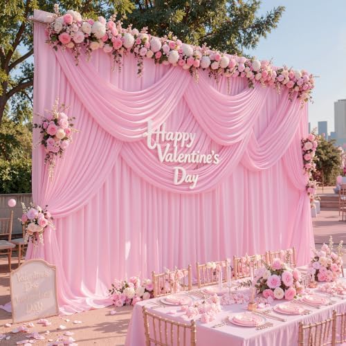 15ft x 10ft Pink Backdrop Curtains, Wrinkle Free Drapes Back Drop Cloth - Image 2