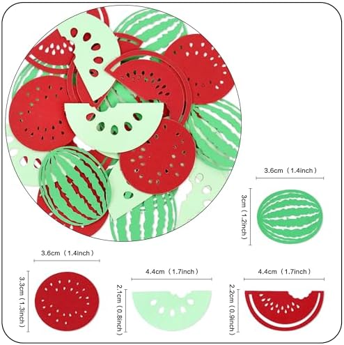 200Pcs Double-sided Watermelon Confetti Red Green Fruit Paper Confetti for Summer Fruit Baby Shower Boys Girls One In Melon Birthday Party Confetti Summer Fruit Watermelon Party Decorations - Image 2