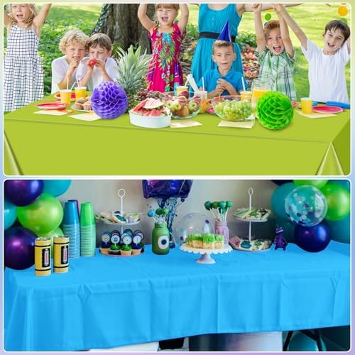 12 Pack Monster Plastic Tablecloth for Rectangle Tables, Blue Green Purple Disposable Table Cover, Rectangle Table Cloth for Birthday Monster University Party Supplies Decorations, 54 x 108 Inch - Image 5