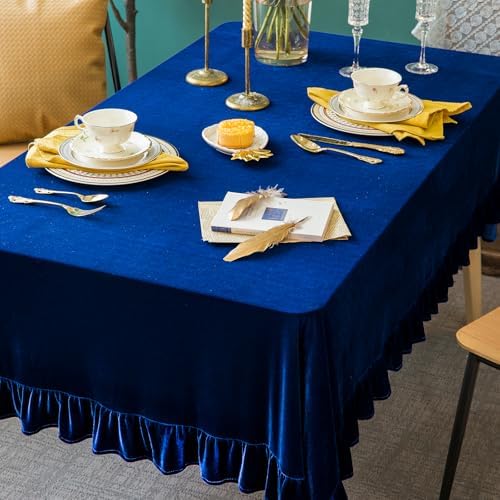 GLORY SEASON Velvet Tablecloth Luxurious Solid Rectangle Table Cloth,Oblong Retro Farmhouse Ruffle Tablecloths Washable Table Cover for Party Wedding Baby Shower Kitchen Dinning Tabletop Decoration - Image 7