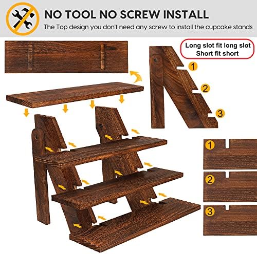 Manspdier Wooden Display Stand Wood Cupcake Stands Rustic Wood Risers - Image 6