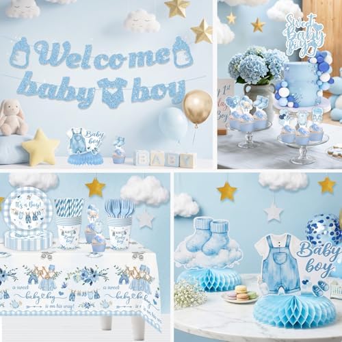 224PCS Blue Baby Boy Baby Shower Decorations,Serves 24 - Image 5