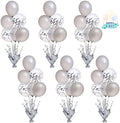 6 Set Silver Table Balloons Centerpiece Stand Kit with Silver and Confetti Balloons for Graduation Birthday Party Baby Shower Wedding Bridal Shower Prom Table Decorations by Suppromo