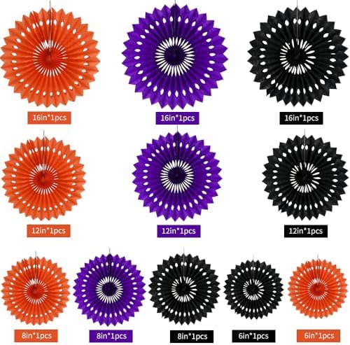 BEISHIDA Honeycomb Round Paper Fans Black Orange Purple Hanging Party Decor - Image 2