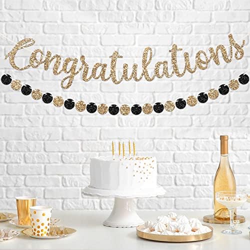 Pre-strung Congratulations Banner - Gold Glitter Congratulations Banner - Image 4