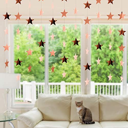 Patelai 130 ft Star Garland Banner Decor,Rose Gold - Image 6