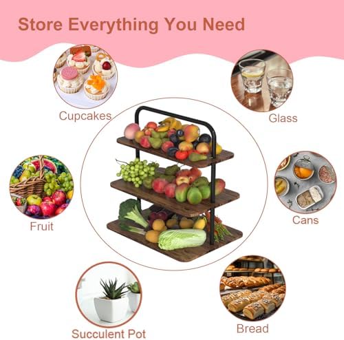 VyGrow Cupcake Stand, 3-Tier Dessert Stand for 52 Cupcakes, Wood & Metal Tower Display Premium Holder Dessert Tree Tower for Christmas Birthday Weddings Party Decor, Serving Tray, Wood Brown, 2-pack - Image 4