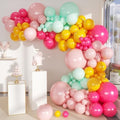 MEBAY Balloons Arch Kit, 146Pcs Matte Rose Red Tender Pink Macaron Green Yellow Latex Balloon Different Sizes 18 12 10 5 Inch for Birthday Baby Bridal Shower Wedding Party Backdrop Decorations by MEBAY