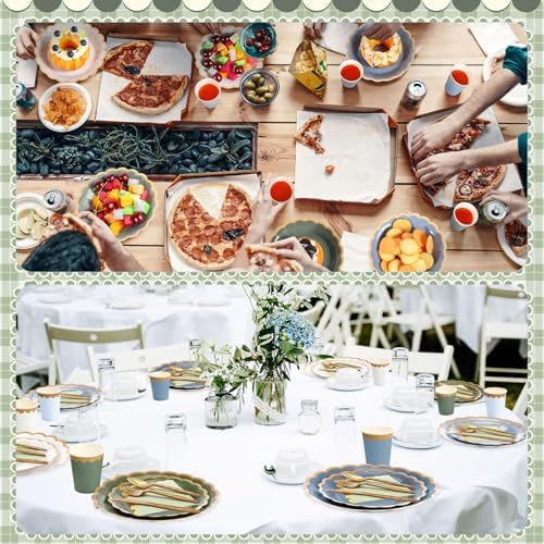 Mimorou 169 Pcs Dusty Blue and Sage Green Plates and Napkin Party Supplies - Image 6