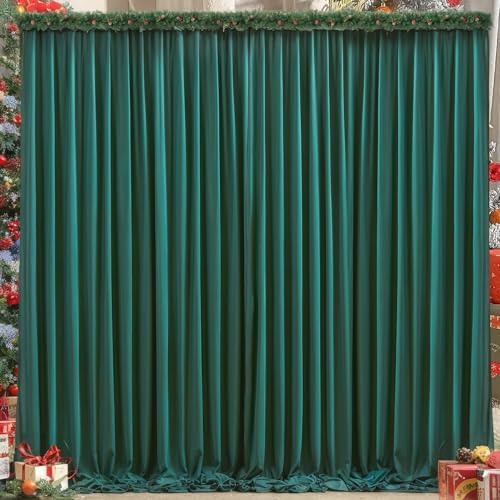 8x10FT Hunter Green Backdrop Curtains for Wedding Parties, Wrinkle Free Polyester Photography Backdrop Drapes for Christmas Birthday Parties Stage Background Stand Decorations 4x10ft,2 Panels by Partisky