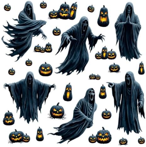 Halloween Window Clings Decorations Ghost Pumpkin Window Stickers Static Spooky Glass Window Sticker Decals for Home Office Classroom Party Haunted House Seasonal Decor 2 Sheets - Image 6