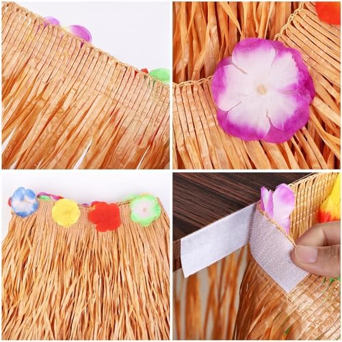Fovths 16Pcs Luau Grass Table Skirt, Reddish Golden Brown, 9 Ft x 29.5 in - Image 3