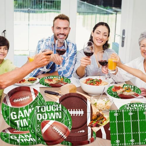 Football Plates and Napkins, 100Pcs Football Party Supplies Touchdown Paper Plates Napkins for Football Birthday Game Day Tailgate Party Decorations - Image 6