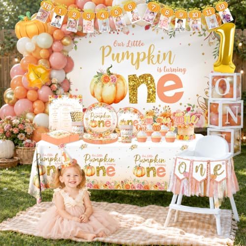 Our Little Pumpkin is Turning One Decorations for Girls, Serve 20 Guests - Image 4
