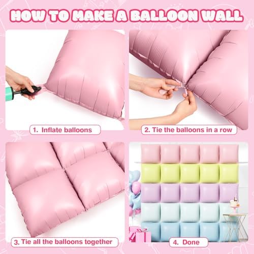 NISOCY 25PCS Pastel Square Foil Balloons Wall Backdrop - Image 4