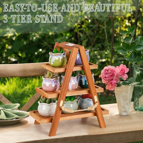 Cupcake Stand, 3 Tier Wood Cupcake Display Stand with Swing - Image 5