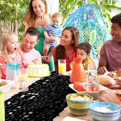 VHH Sequin Table Runner 12 x 108 inches Black Table Runner, Glitter Runner for Party Wedding Birthday, Party Spring Easter Rustic, Birthday Supplies Decorations (1 Pack). - Image 5