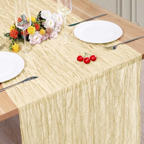 1 Pack Cheesecloth Table Runner 10Ft Christmas Gauze Boho Table Runners for Wedding Decor Bridal Shower Decorations Baby Shower Party(35" x 120") by Home