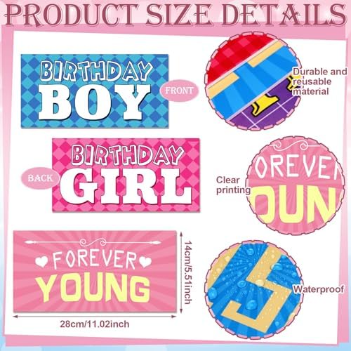 Beeveer 24 Designs Birthday Photo Booth Props Double Sided PVC Selfie Signs - Image 3