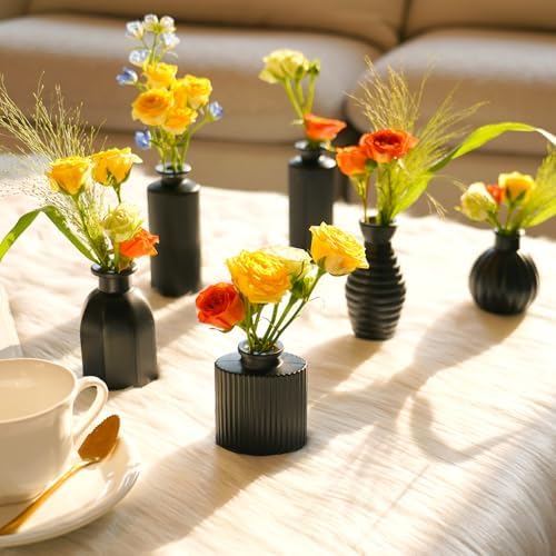 Black Vase, Bud Vases Set of 12 Small Glass Vase for Decor Centerpieces - Image 4