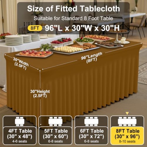 Smiry 2 Pack Spandex Elastic Fitted Table Cloth Skirt for 8FT Table - Image 5