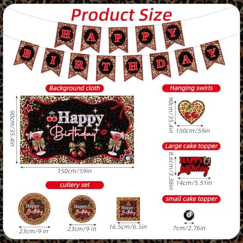 Cheetah Print Birthday Decorations - 138 Pcs Cherry Leopard Decor - Image 2