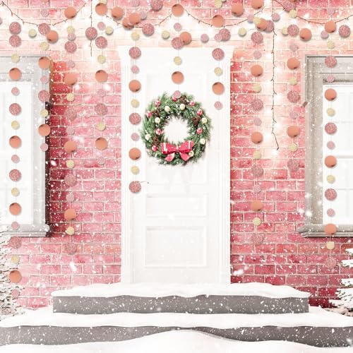 Outus 5 Pieces Rose Gold, Champagne Round Dots Garland Party Hanging Decor - Image 5