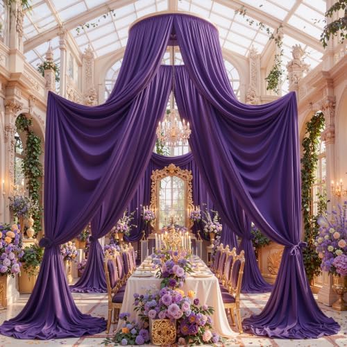 50ft x 15ft Purple Backdrop Curtains, Wrinkle Free Drapes Back Drop Cloth by CO-AVE