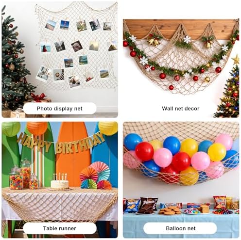 10x5 Ft Fish Net Decorations Party, 3 Pcs Brown Fishing Net Halloween Decor - Image 4