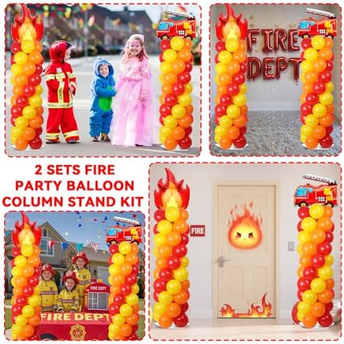 2 Sets Fire Balloon Column Stand Kit Adjustable Fire Truck Balloon Decor - Image 6