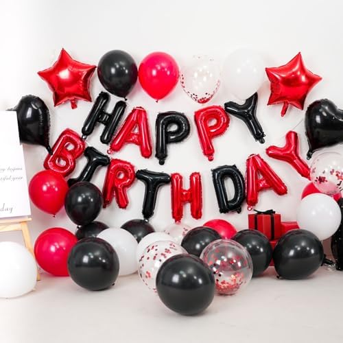 Red and Black Birthday Decorations with Black Red Balloons for Boys - Image 5