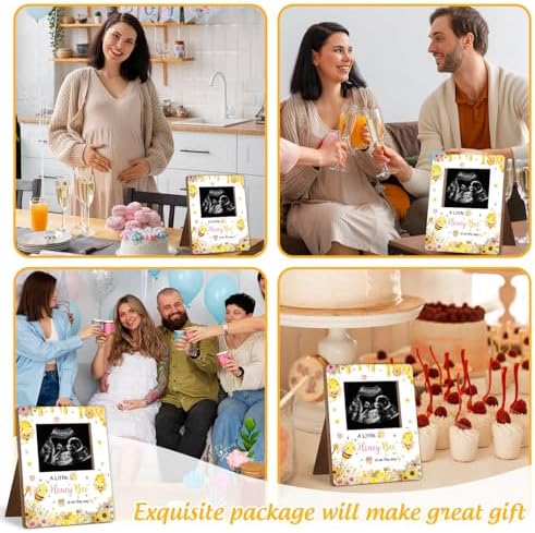 Bee Baby Shower Decorations Frame, Bee Pattern Sonogram Picture Frame, New Mom Expecting Parents-to-Be Keepsake Gifts, Bumble Bee Baby Shower Decorations, Pregnancy Announcements, 4.5 * 5.3 IN Photo - Image 7