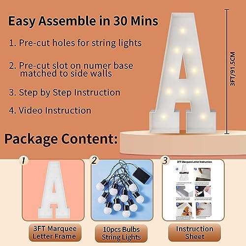 3FT Marquee Letters, Large Light Up Letters A for Baby Shower Party Decor - Image 5
